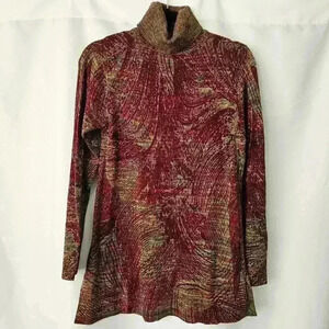 ✨Like New✨ Soft Surroundings Abstract Split Hem Turtleneck, Multicolor, Size XS